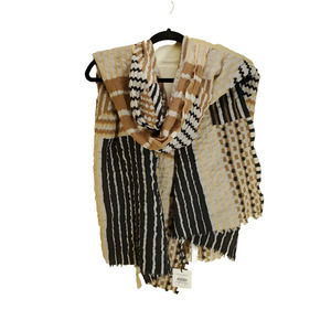 Uterque Scarf Unisex Med Rectangle Geometric Brown Black Gray Italy NWT